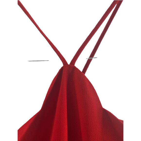 Monteau Red Scalloped Sleeveless Halter Blouse Women's Size Small - Picture 3 of 7